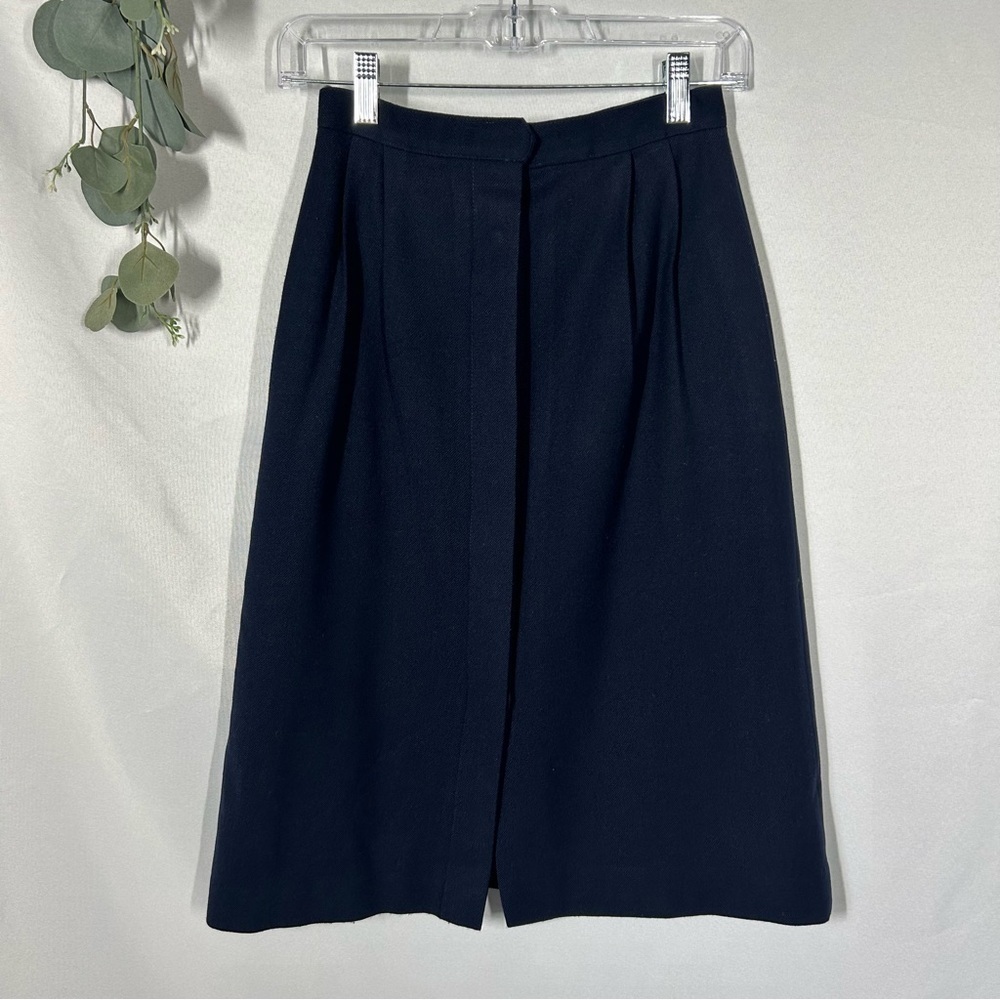 Sir For Her | Vintage Wool Midi Skirt Navy Blue Women’s Size XS